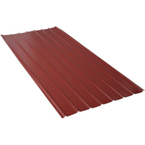 Plaque nervurée acier laqué 2000 X 910 X 0,40 MM - Coloris - ROUGE RAL 8012, Epaisseur - 0,40 mm, Largeur - 910 mm, Longueur - 2000 mm (1/5)