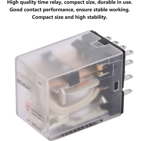 BEMM4C relais auxiliaire électromécanique de puissance 14 broches 5A 24V AC compact en plastique pour armoire électrique 1 pièce (1/5)