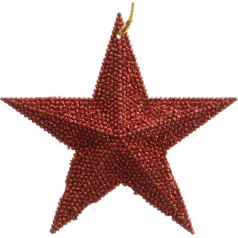 Kaemingk – Suspension de Noël étoile rouge pailletée incassable, Ø 10,5 cm, plastique