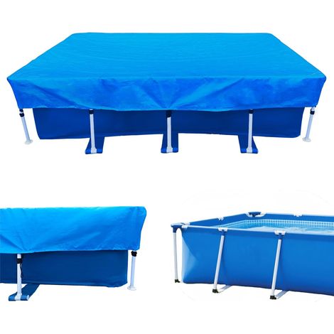 Bache Piscine Rectangulaire 4x2 m Pool Cover 400 x 210 cm Bâche de Couverture Été et Hiver Hors Sol pour Piscine Rectangulaire Coupe-vent Imperméable Anti-Poussière (1/5)