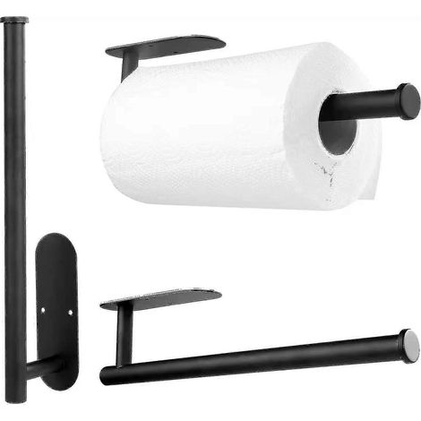Porte-rouleau de cuisine sous meuble, porte-rouleau de papier essuie-tout auto-adhésif en acier inoxydable 304 (1/2)