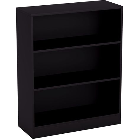 Bibliothèque Basse à 3 étagère, Bois Noir, Meuble pour Bureau, Salle de séjour et Chambre (1/5)