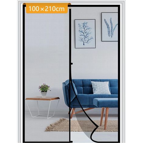 Magnetischer Fliegengitter für Balkontür 100x210cm ohne Bohren, reißfest, schwarz (1/5)