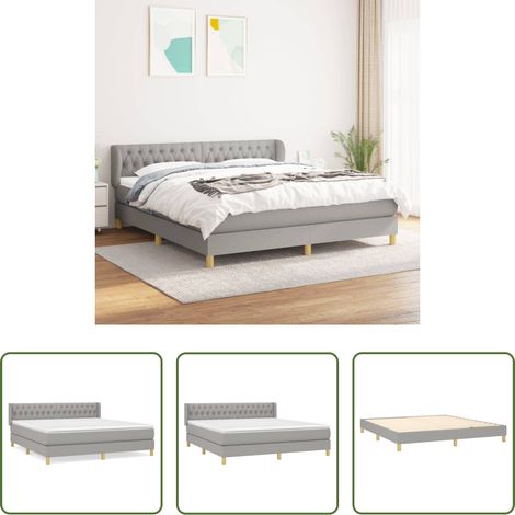 vidaXL Stoffbett - Boxspringbett mit Matratze Hellgrau 180x200 cm Stoff (1/5)