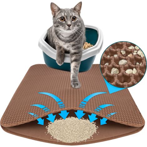 Katzenstreumatte Charly Doppelschichtiges Waben-Design Abwaschbar 76 x 61 cm Braun