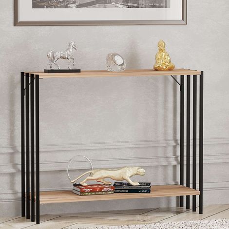 Consola Ravello, un estante, un compartimento, color estante marrón, 90x26x74h cm negro (1/5)