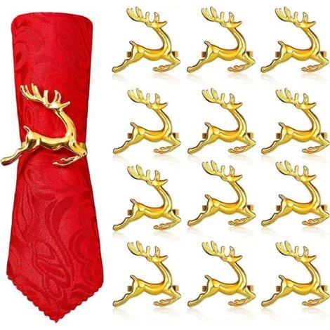 Metallene Serviettenringe in Gold – 12 Stück – Weihnachtsdekoration – 6 cm