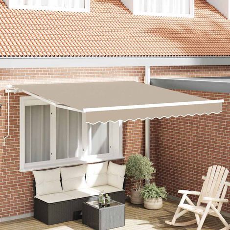 Einziehbare Markise Beige 350 x 250 cm Polyester und Aluminium