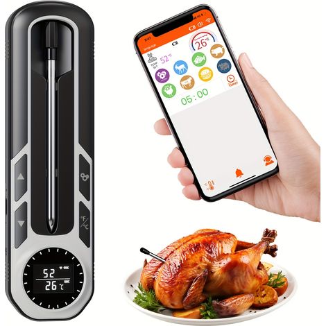 Thermomètre Viande Bluetooth – Sonde BBQ Application Gris (1/5)