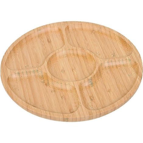 Holztablett, Holztablett für Speisen, Kochgeschirr, unterteilte Holztabletts, Familienessen, unterteilter Obstteller, rundes Tablett für Brot, Vorspeisen, Gebäck, Party-25x25cm (1/5)