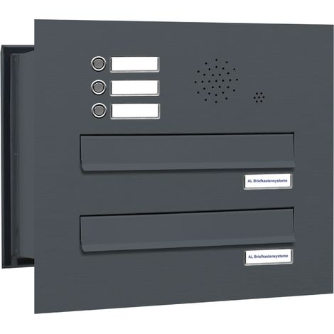 2er Briefkastenanlage für Mauerdurchwurf RAL Farbe 7016 3 Klingel Sprechgitter (1/5)