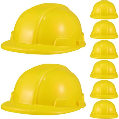 Lot de 8 Casques de Chantier en Plastique Jaune pour Garçon et Filles Jouets de Rôle Construction Accessoires Fête Garçon Fille Légers 49G Sécurité et Jeu D’Imagination (1/5)