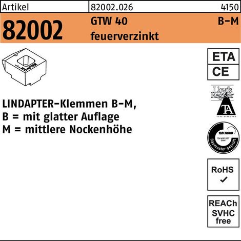 Klemmen R 82002 GTW 40 MM 10/5,0 feuerverz. 1 Stück LINDAPTER (1/2)