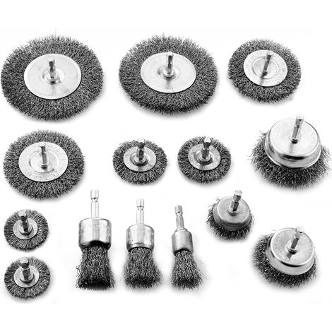 Brosse Métallique pour Perceuse,6mm Tige Hexagonale Brosse Metal,Pour le polissage 14 Pièces (1/5)