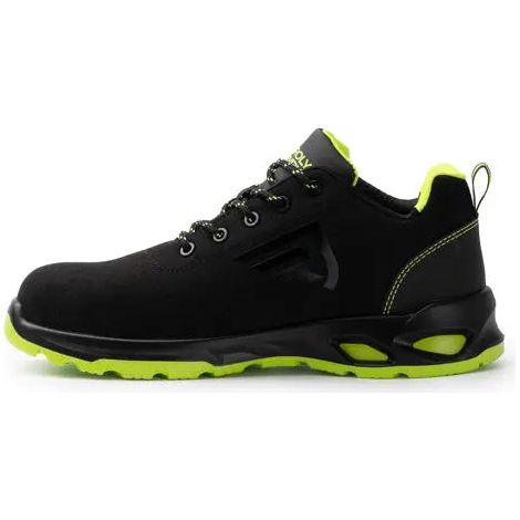 Calzado laboral de estilo deportivo, hecho en microfibra nobuck y refuerzo en zona del talón Vetonek - Unisex / 38 / NEGRO/ AMARILLO FLUOR (1/2)