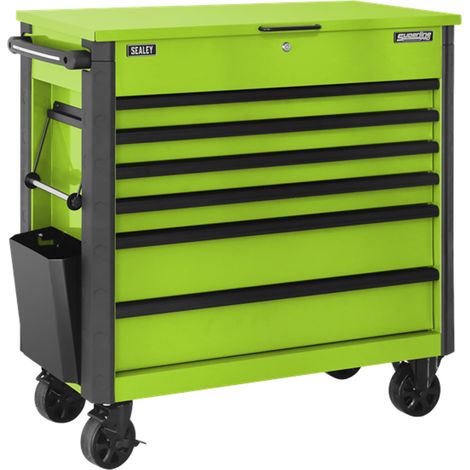 Sealey Green Tool Box Trolley 6 Drawer with Ball Bearing Slides AP366HV