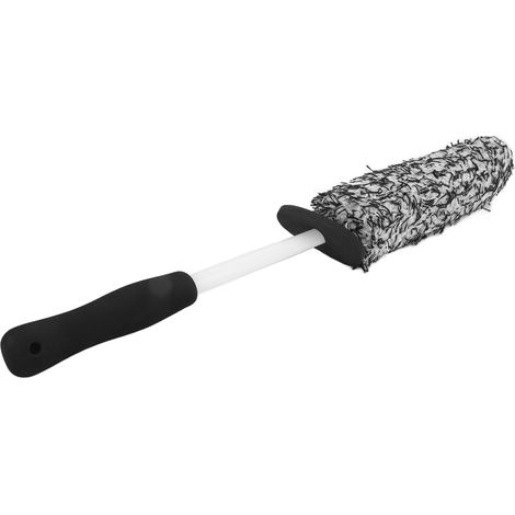 Brosse de nettoyage pour jantes et pneus en microfibre douce, longue portée, multifonction, gris et blanc, pour échappement, pare-chocs et garde-boue (1/5)