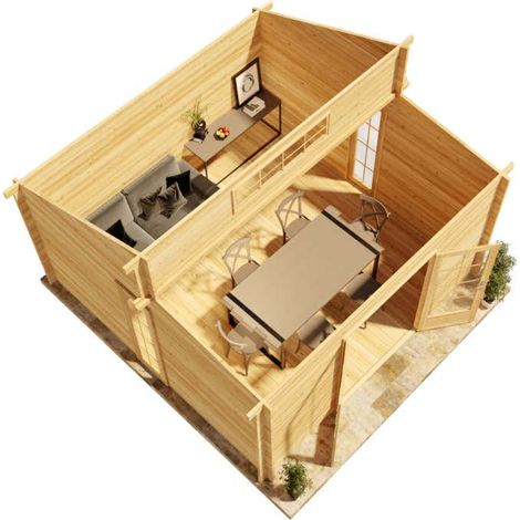 Alpholz Gartenhaus Lausitz ISO Gartenhaus aus Holz , Holzhaus mit 40 mm Wandstärke, Blockbohlenhaus mit Montagematerial