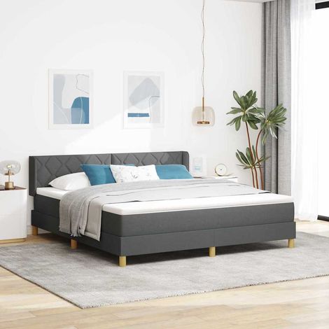 Boxspringbett mit Kopfteil Dunkelgrau 200 x 180 cm Stoff vidaXL (1/5)