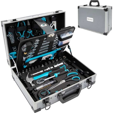 Cecotec Caja Herramientas 380 Piezas ToolBox 8000 Pro. Maletín de Aluminio Premium, Vasos CR-V, Puntas S2 Resistentes