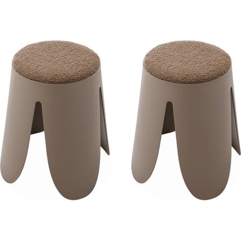 sweeek - 2er Set stapelbare Hocker, strukturierter Bouclébezug