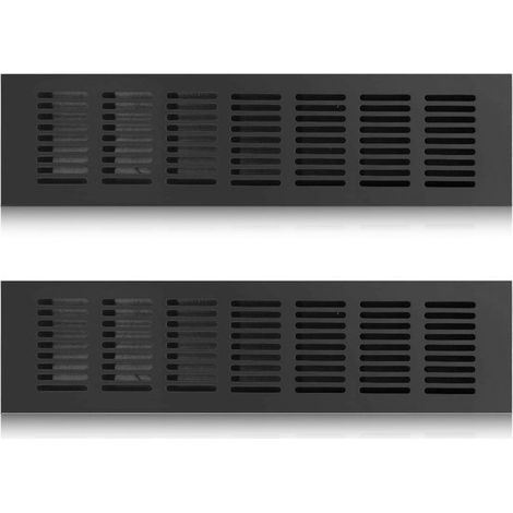 Grille de ventilation noire Longziming (lot de 2) 300 x 80 mm – Alliage de zinc, grille d'extrémité, protection anti-insectes, pour extraction et insufflation d'air, grille métallique (1/5)