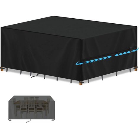 Housse de protection imperméable pour salon de jardin 240x140x90cm en tissu Oxford 420D, anti-UV (1/5)