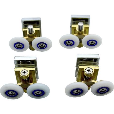 Lot de 4 roulettes pour porte de douche - Roulettes de douche - Roulettes pour rail coulissant - Bras de support en laiton avec roues de 25 mm pour cabine de douche, salle de douche (1/4)