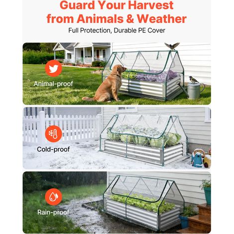 Potager Surélevé Métal avec Bâche de Serre Carré Potager (1/5)