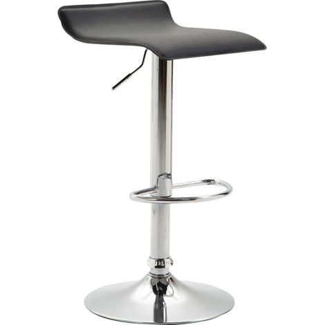 Sgabello da bar x1 design minimalista altezza regolabile poggiapiedi PVC nero e metallo cromato 100006038