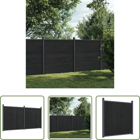Sichtschutzzaun - Zaunelement Grau 353x186 cm WPC (1/5)