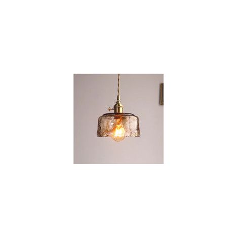 Type C -éclairage à la maison Intérieur e27 lampe à suspension en verre ambré lampe en verre de style vintage-Avec lumière chaude LED 4W (1/4)