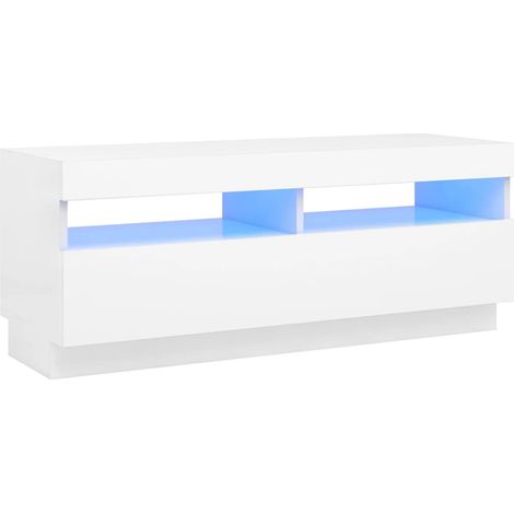 Mueble TV multimedia estantería para televisión buffet para televisión comedor salón dormitorio con luces LED 100 x 35 x 40 cm blanco 020026507 (1/4)