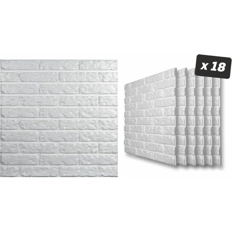 Lot de 18 Panneaux muraux décoratif 3D Polystyrène effet Briques - 60x60x2,5 cm - 6,48m2 (1/4)