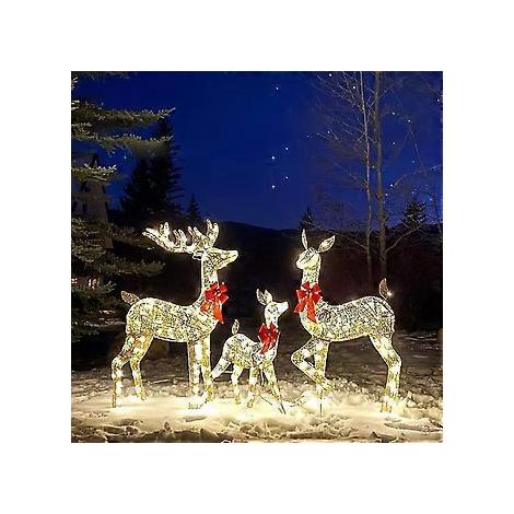 3er-Set leuchtende Weihnachtsrentiere, funkelnde Hirsche, Gartendekoration für draußen