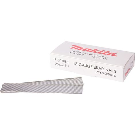 Makita – Clous tête d'homme 18Ga Ø1.2 mm – Longueur 25 mm – Galvanisés pour cloueurs pneumatiques – Applications finition et assemblage
