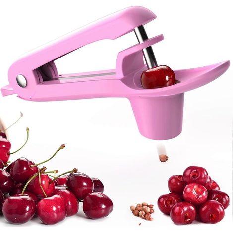 Dénoyauteur à cerises - Outil dénoyauteur en acier inoxydable pour la confection de confiture de cerises avec système de verrouillage (noir) (1/4)
