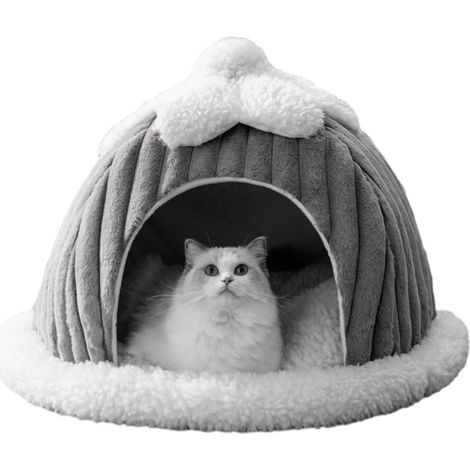 Cuccia invernale imbottita per animali domestici, colore grigio casa