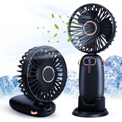 Handventilator, tragbarer Ventilator, kleiner Taschenventilator 5 Geschwindigkeiten mit Basis, leiser, leistungsstarker tragbarer USB-Mini-Ventilator (1/5)