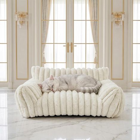 Indoor Pet Sofa for Cats and Small Dogs, Washable Cover, 604520cm, up to 7 kg (White) (1/5)