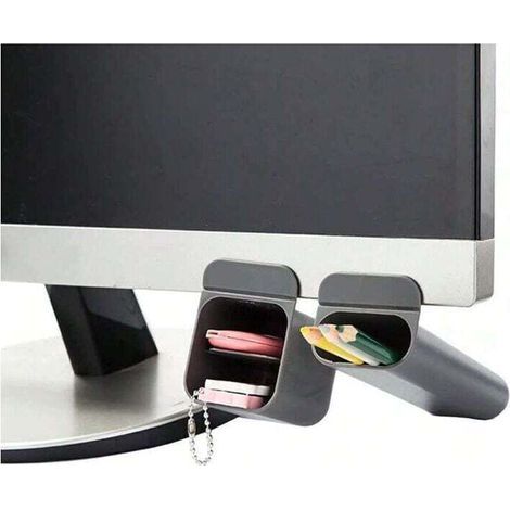 Lot de 2 porte-stylos créatifs pour écran d'ordinateur, accessoires de bureau, boîte de rangement (gris) (1/5)