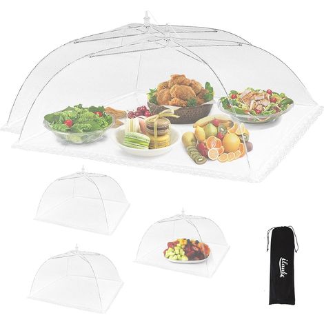 Funda grande para alimentos, 5 fundas plegables de malla con sistema de apertura rápida, 2 fundas protectoras grandes y 3 fundas estándar para alimentos con bolsa de almacenamiento para picnics y acam