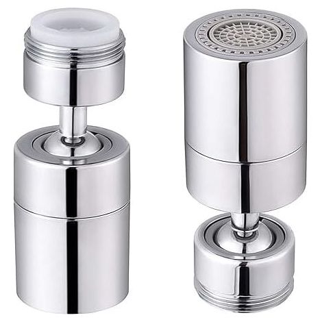 MUMU Brass Swivel Double Ball Faucet Aerator 80° Adjustable Wide Angle 2 Spray Functions Soft Flow & Strong Flow Chrome Replacement Faucet Aerator - 1.8 GPM / M24 (1/4)