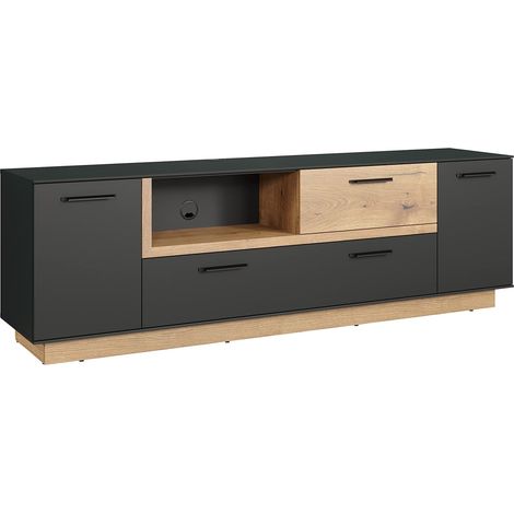 trendteam smart living - Tavolino basso per TV - Soggiorno - Synnax - Dimensioni di montaggio (L x A x P) 187 x 59 x 40 cm - Colore antracite con Coast Evoke rovere - 213432284 (1/5)
