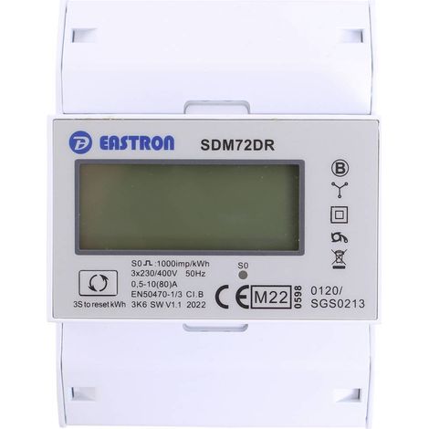 Contatore energia trifase Counttec SDM72DR compatto 80 ampere (1/2)