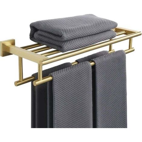 40 cm Handtuchhalter mit zwei Handtuchhalter-Wandhalterungen, Edelstahl 304, gebürstetes Gold-Finish