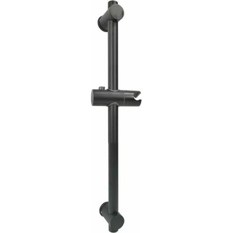 GABRIELLE Noir Barre de douche, Barre de douche en acier inoxydable 304 avec supports de fixation réglables en hauteur et en angle, brossé, hauteur totale 660mm (1/5)