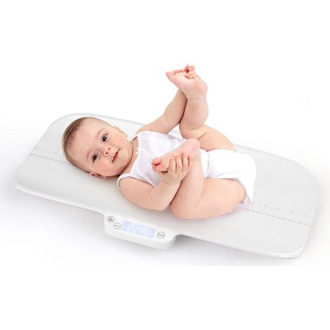 COSTWAY Babywaage Digtal, multifunktionale Kinderwaage bis 30kg Tragkraft, Säuglingswaage Stillwaage Tierwagge mit 4 Messmodi, gebogene Oberfläche, Tara-und Haltefunktion, Weiß (1/5)