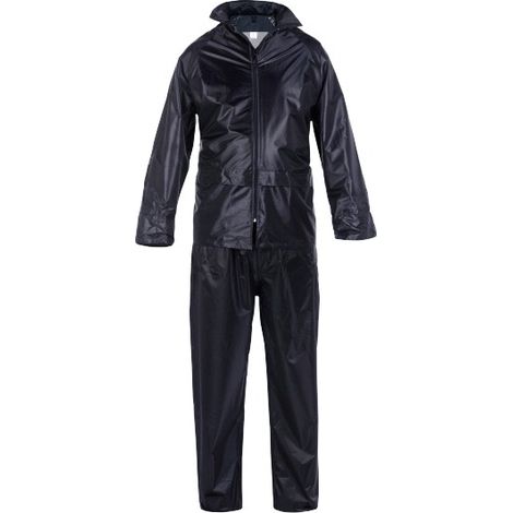 Ensemble de pluie veste et pantalon double enduction PVC bleu marine TM - RNDB-M