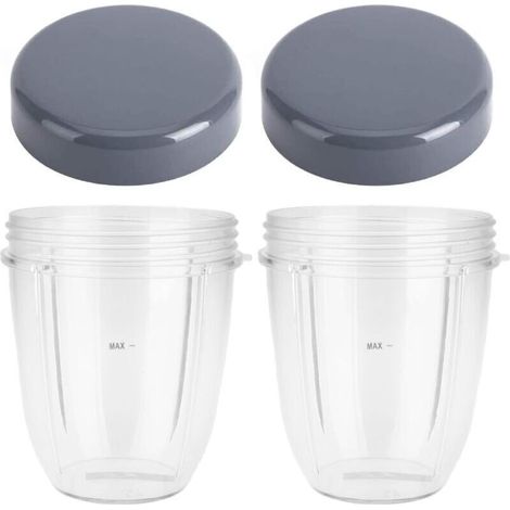 Set mit 2 Ersatzbechern für den Nutribullet-Mixer mit Deckel, kompatibel mit dem Nutribullet 900W Mixer